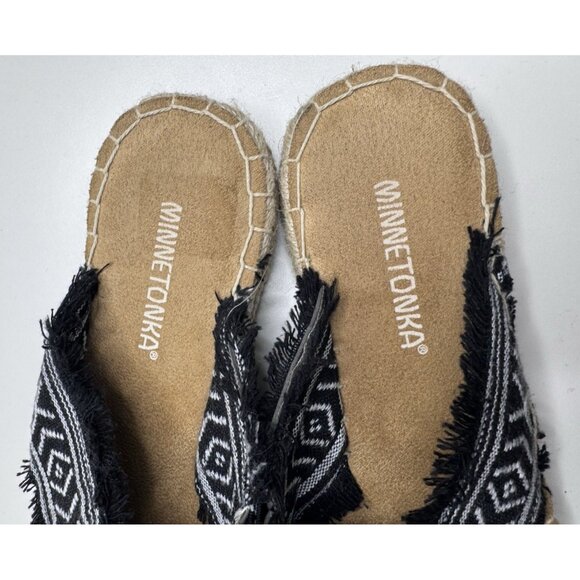 Minnetonka Women's Pepper Black & White Slide Sandals Size 7 - Picture 3 of 9
